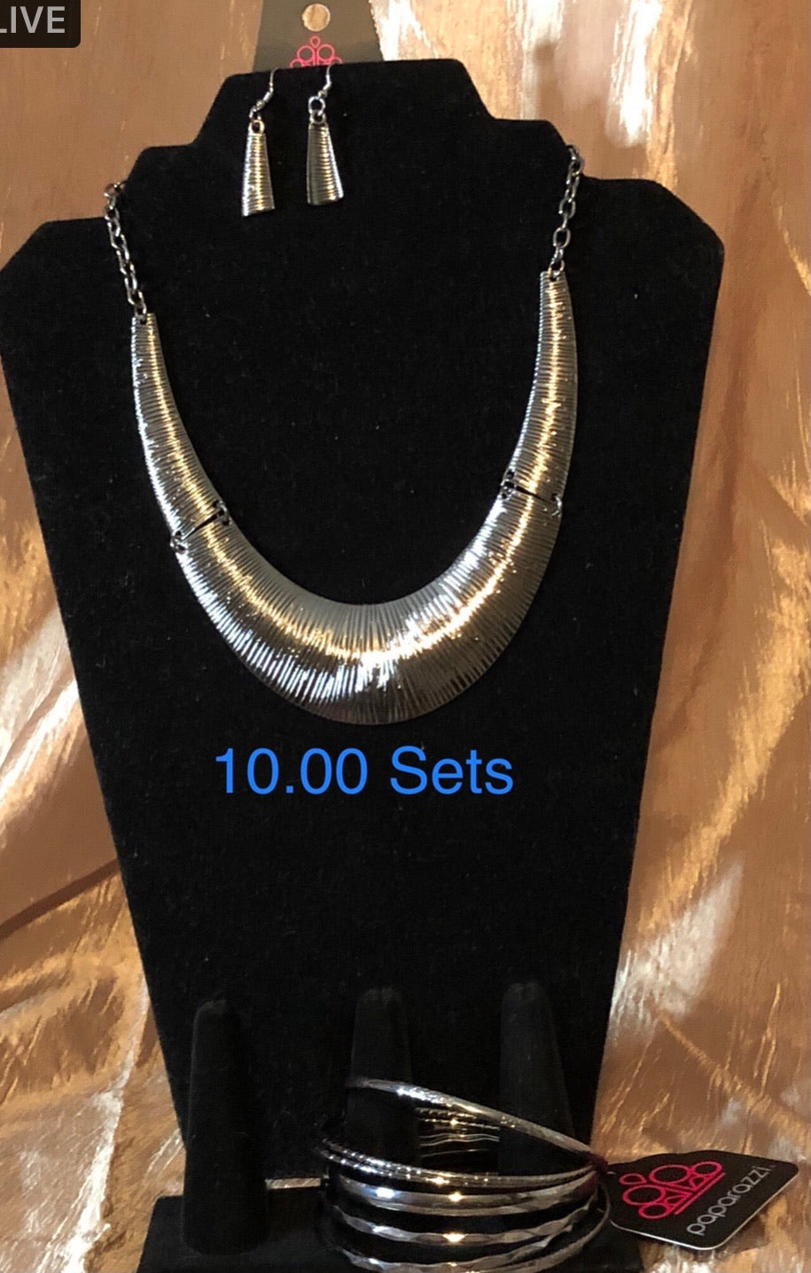 Feast or Famine Necklace/Top Of The Heap Bangle Bracelet- Black (Sets)