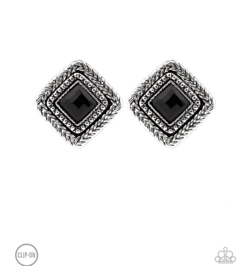 Fashion Square- Black  Clip-on