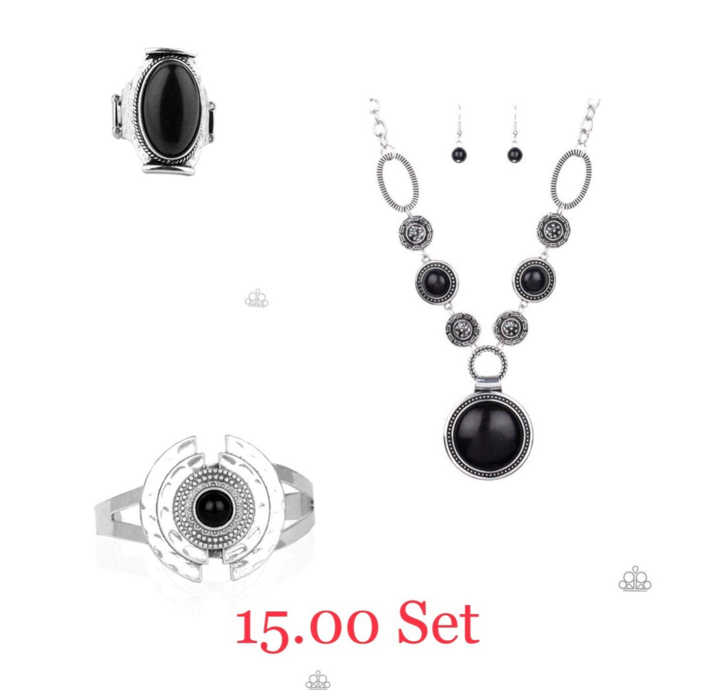 Sedona Drama Necklace- Black (Sets)